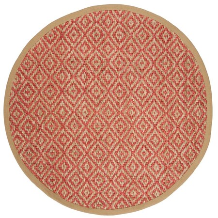 Safavieh Natural Fiber Hand Woven Round Area Rug, Fuchsia and Natural - 6 x 6 ft. NF266G-6R